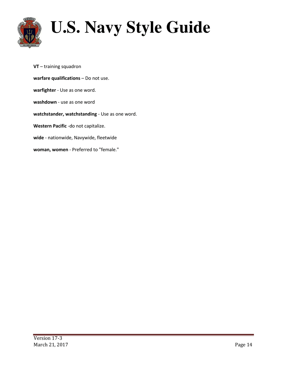 U.S. Navy Style Guide, Page 14