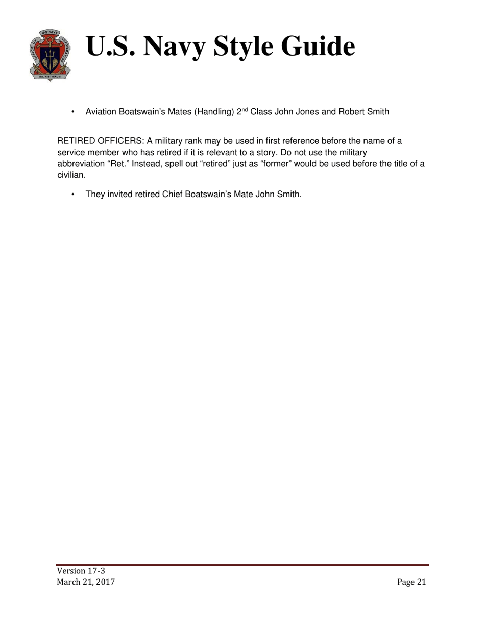 U.S. Navy Style Guide, Page 21