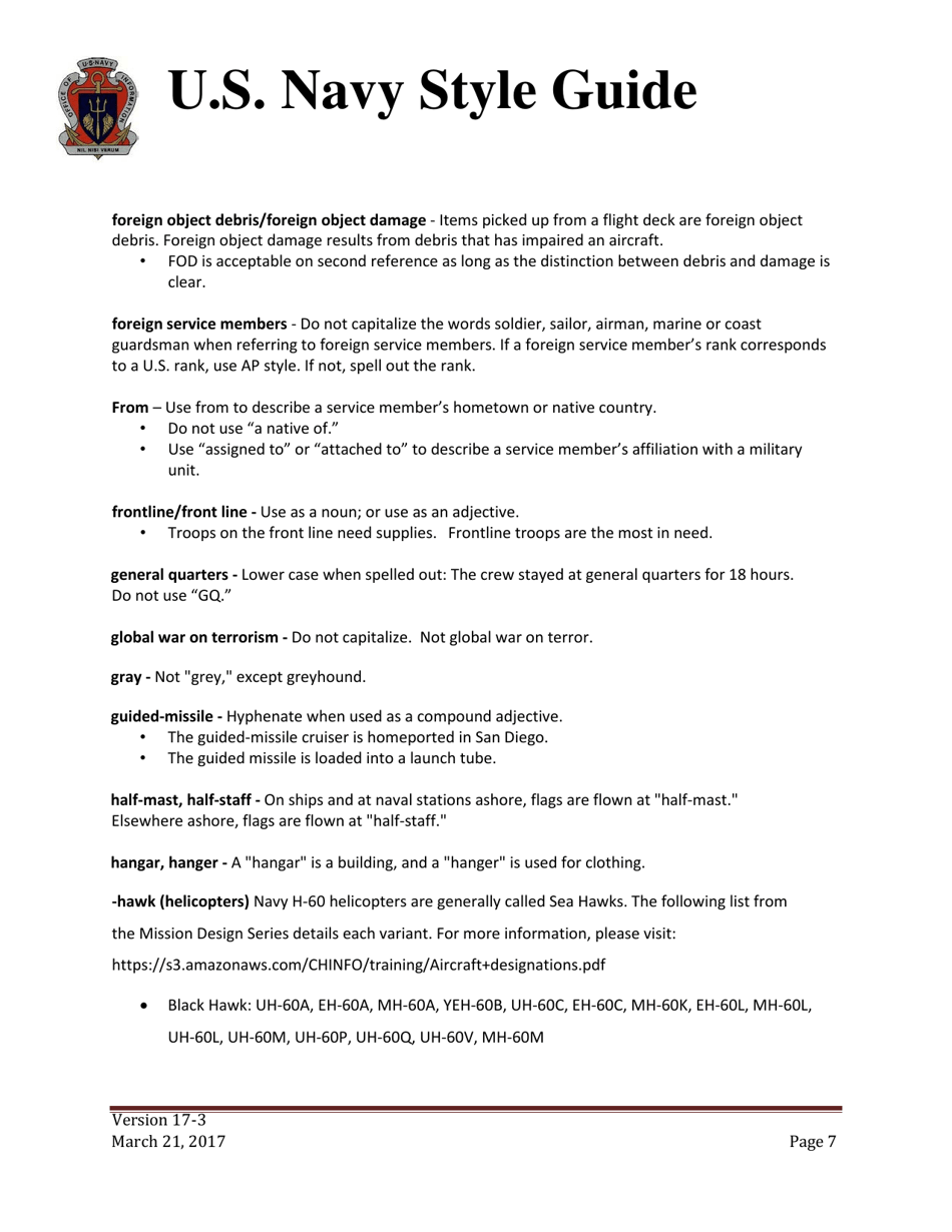 U.S. Navy Style Guide, Page 7