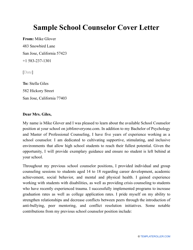 Sample School Counselor Cover Letter