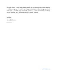 Sample Product Manager Cover Letter, Page 2