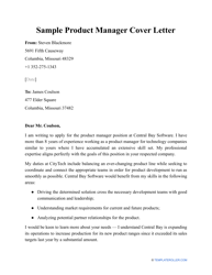 Document preview: Sample Product Manager Cover Letter
