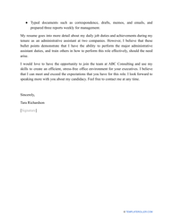 Sample Administrative Assistant Cover Letter, Page 2