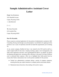 Sample &quot;Administrative Assistant Cover Letter&quot;