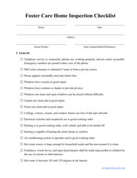 Document preview: Foster Care Home Inspection Checklist Template