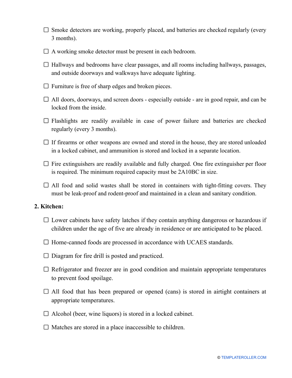 Foster Care Home Inspection Checklist Template, Page 2