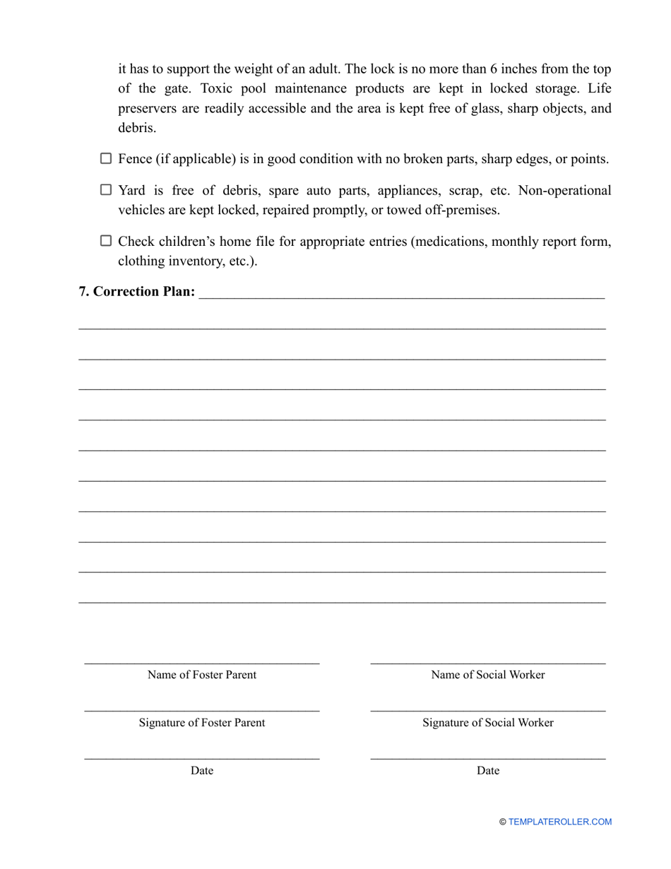 Foster Care Home Inspection Checklist Template, Page 5
