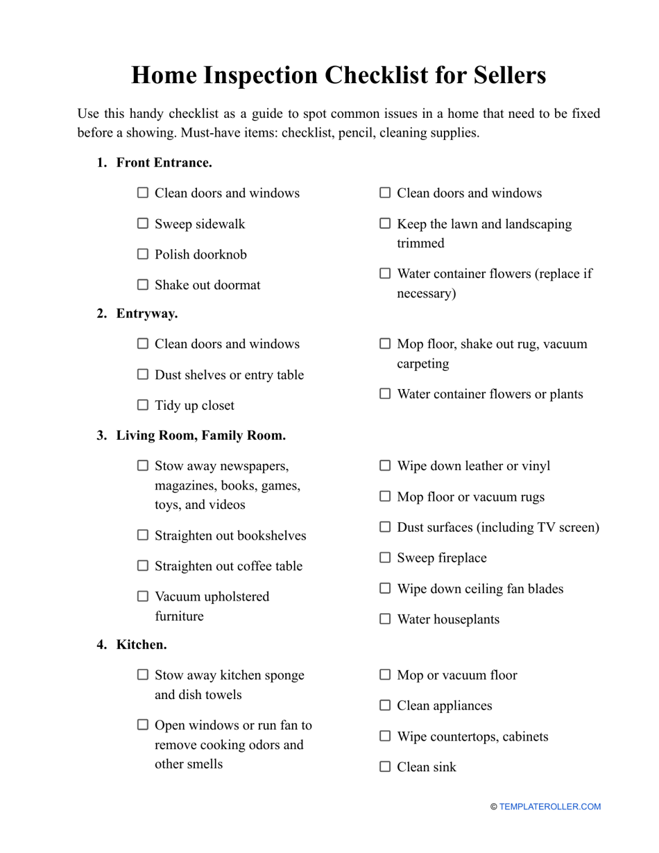 Home Inspection Checklist Template for Sellers - Fill Out, Sign Online ...