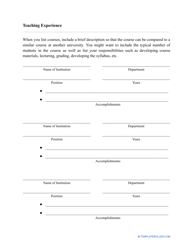 Curriculum Vitae (Cv) Template, Page 3