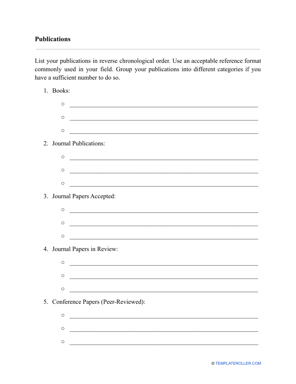 Curriculum Vitae (Cv) Template, Page 4