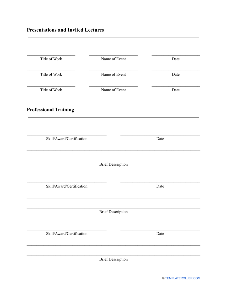 Curriculum Vitae (Cv) Template, Page 6