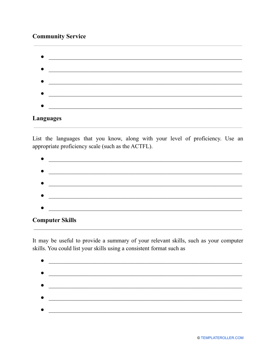 Curriculum Vitae (Cv) Template, Page 8