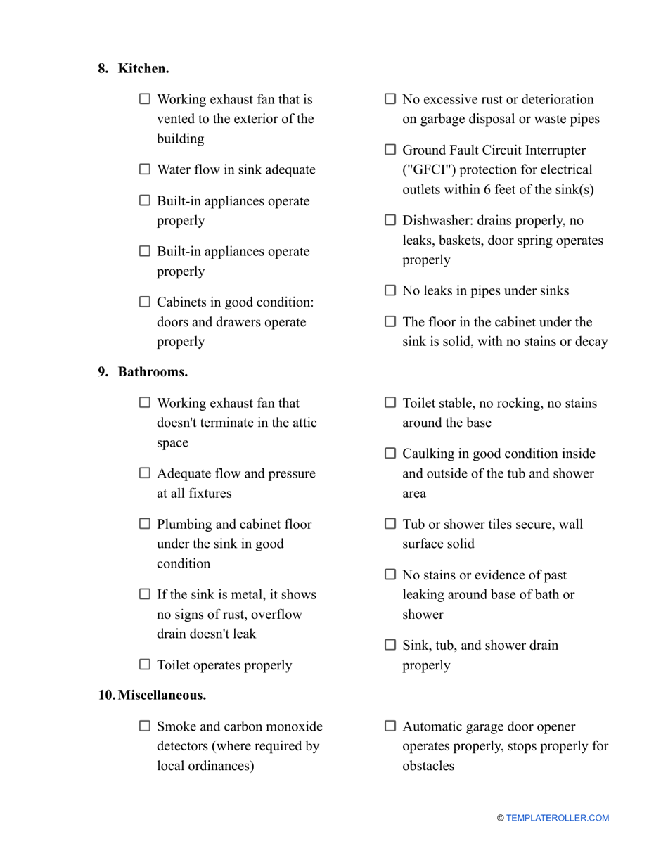Home Inspection Checklist Template for Buyers, Page 4