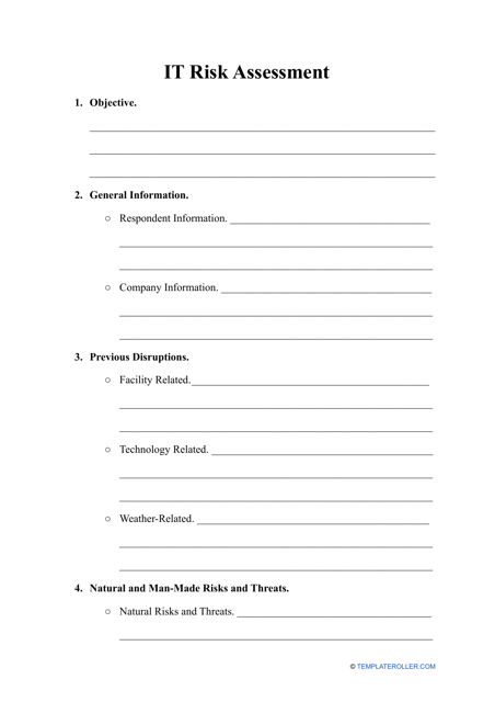 It Risk Assessment Template