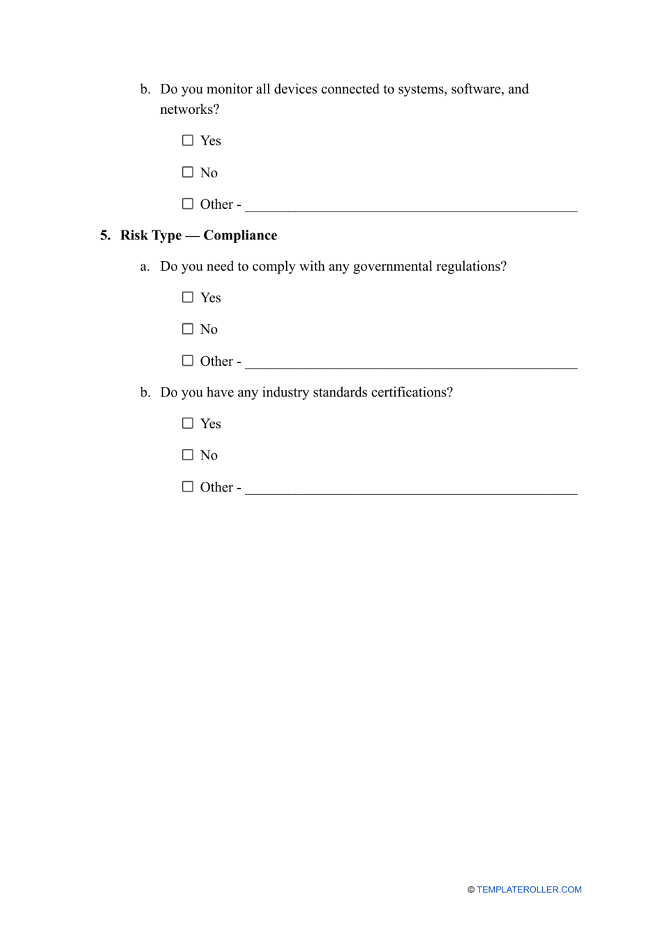 Vendor Risk Assessment Template, Page 3