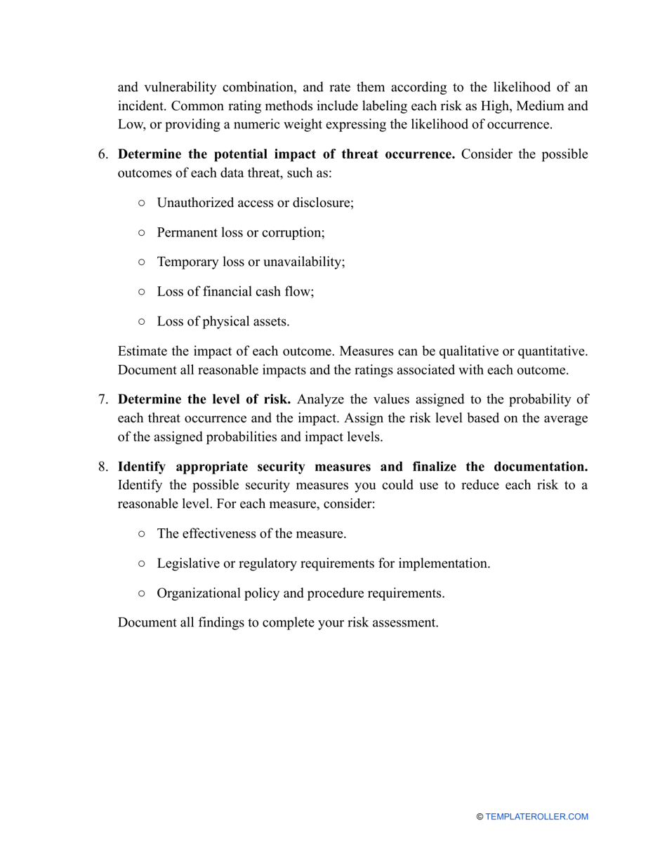 HIPAA Risk Assessment Template, Page 4