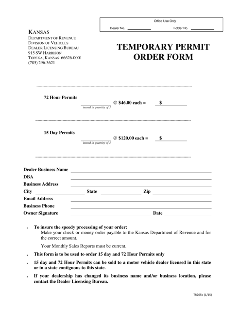 Form TR205B  Printable Pdf