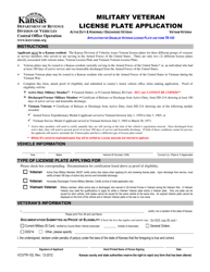 Document preview: Form VCO/TR-102 Military Veteran License Plate Application - Kansas