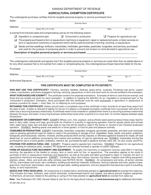 kansas sales tax exempt form agriculture