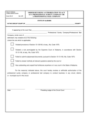 Document preview: Form CR-15 Order Revoking Authorization to Act as a Professional Surety Company or a Professional Bail Company - Alabama