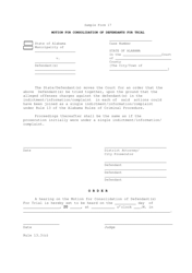 Document preview: Sample Form 17 Motion for Consolidation of Defendants for Trial - Alabama