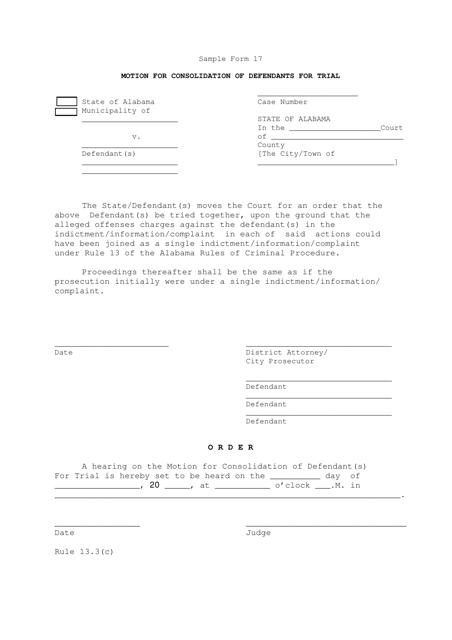 Sample Form 17  Printable Pdf
