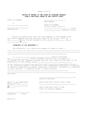Document preview: Sample Form 23 Notice of Appeal to the Court of Criminal Appeals From a Pre-trial Order of the Circuit Court - Alabama