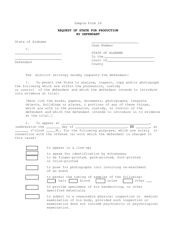 Document preview: Sample Form 24 Request of State for Production by Defendant - Alabama