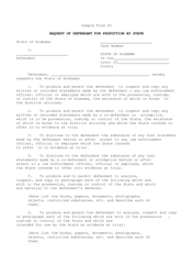 Sample Form 25 Request of Defendant for Production by State - Alabama