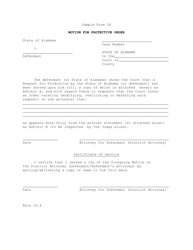 Document preview: Sample Form 26 Motion for Protective Order - Alabama