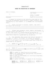 Document preview: Sample Form 30 Order for Production by Defendant - Alabama