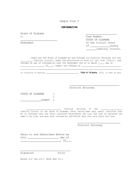 Sample Form 3 Information - Alabama