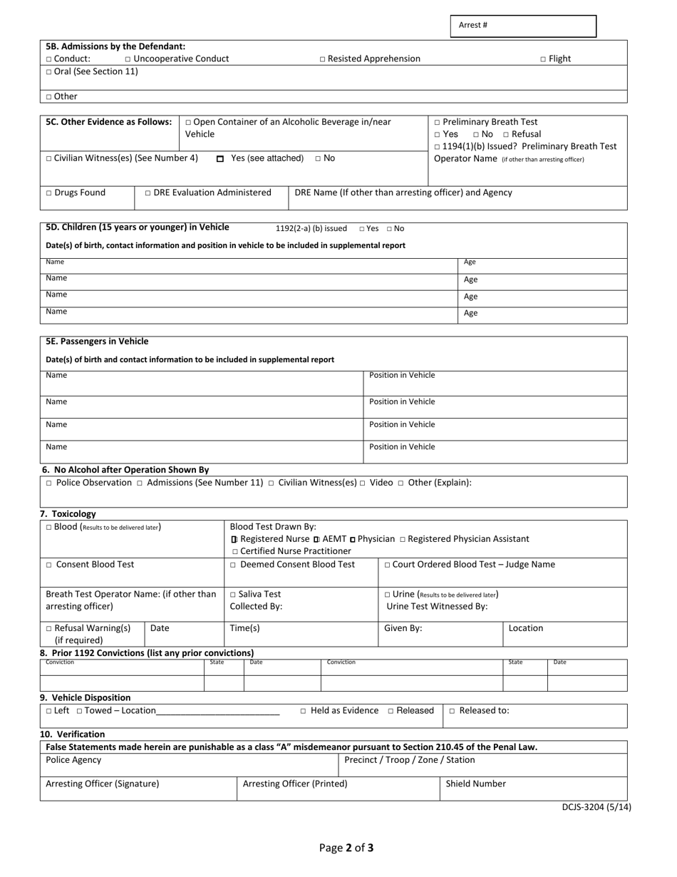 Form DCJS-3204 - Fill Out, Sign Online and Download Fillable PDF, New ...