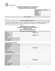 Form A-495 &quot;Application for Product Evaluation&quot; - New Mexico