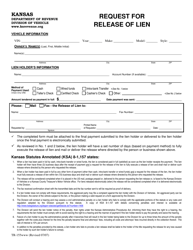 Document preview: Form TR-155 Request for Release of Lien - Kansas