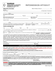 Document preview: Form TR-84 Repossession Affidavit - Kansas