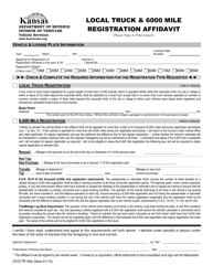 Document preview: Form TR-49A Local Truck & 6000 Mile Registration Affidavit - Kansas