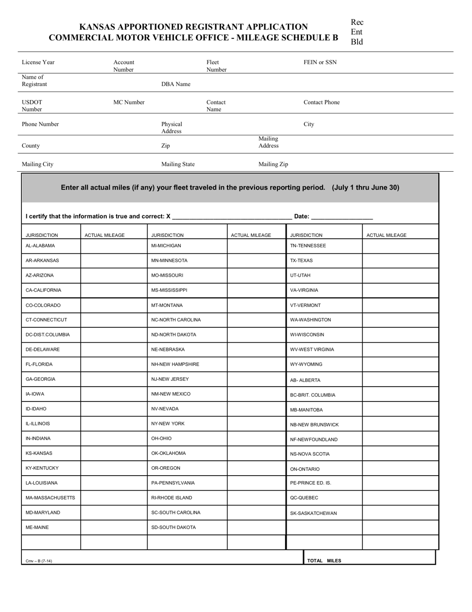 Form CMV-B Schedule B - Fill Out, Sign Online And Download Fillable PDF ...