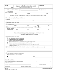 Document preview: Form PS-16 Request to Be Considered an Adult - Alabama