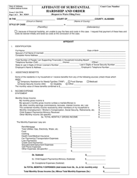 Form C-10-CIVIL Affidavit of Substantial Hardship and Order - Alabama