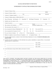 Document preview: Form ST-44 Nonresident Contractors Information Form - Kansas