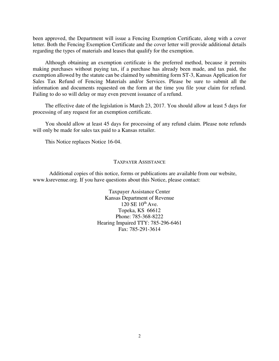 Form ST-3 Kansas Application for Sales Tax Refund of Fencing Materials and / or Services - Kansas, Page 3