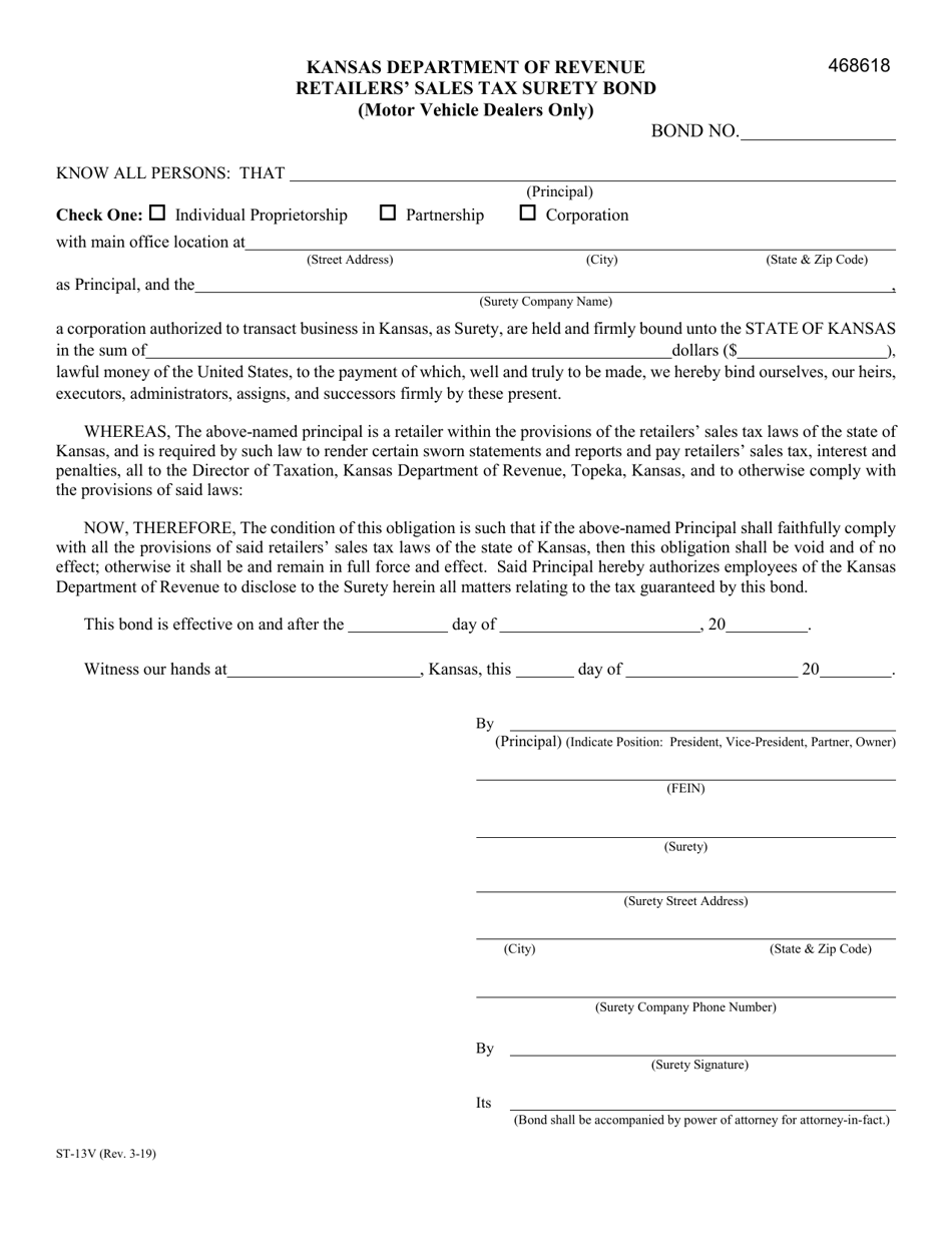 Form ST13V Fill Out, Sign Online and Download Fillable PDF, Kansas