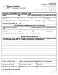 Form DOS-2098-IT Consumer Complaint Form - New York (Italian)