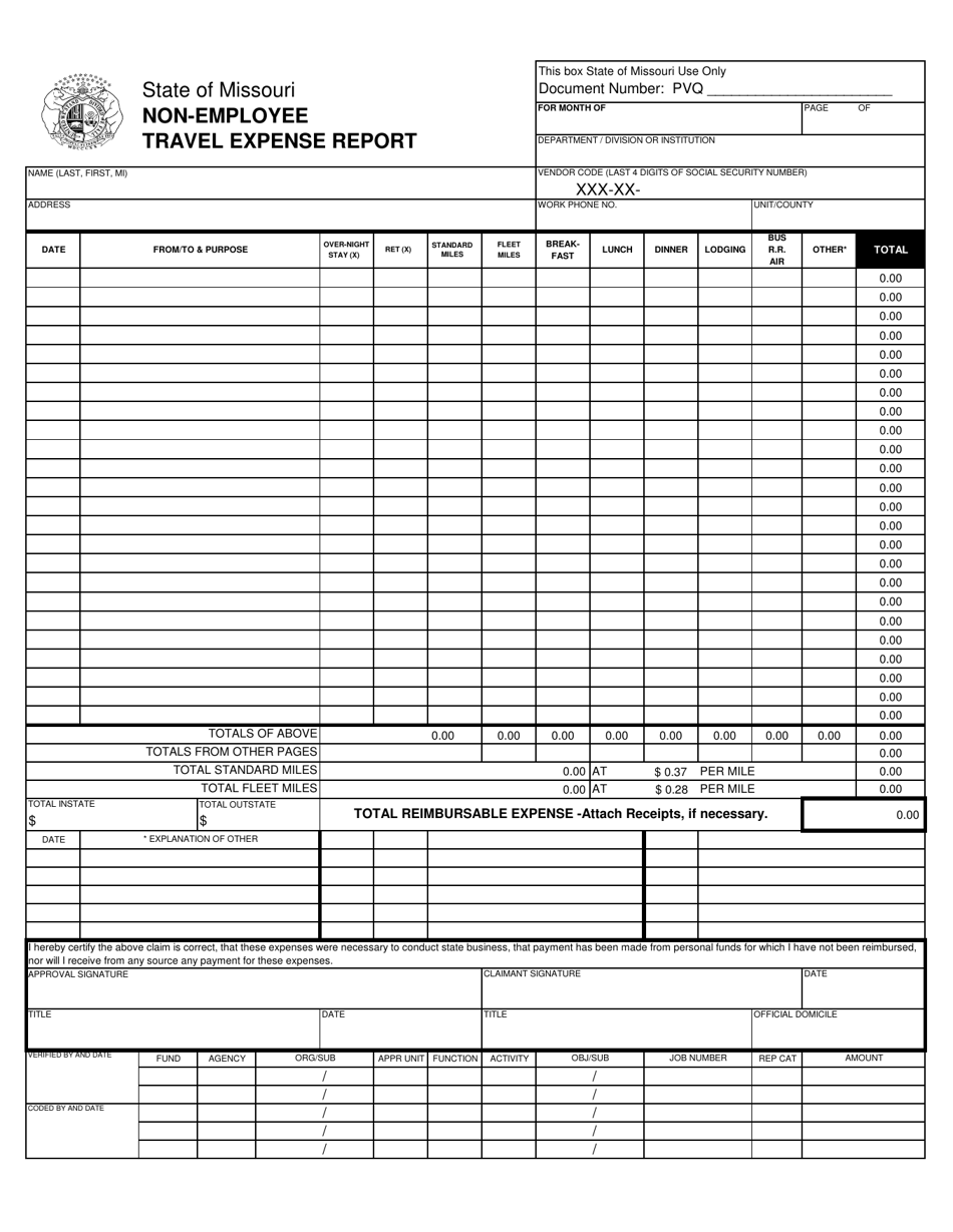 missouri state university travel expense report