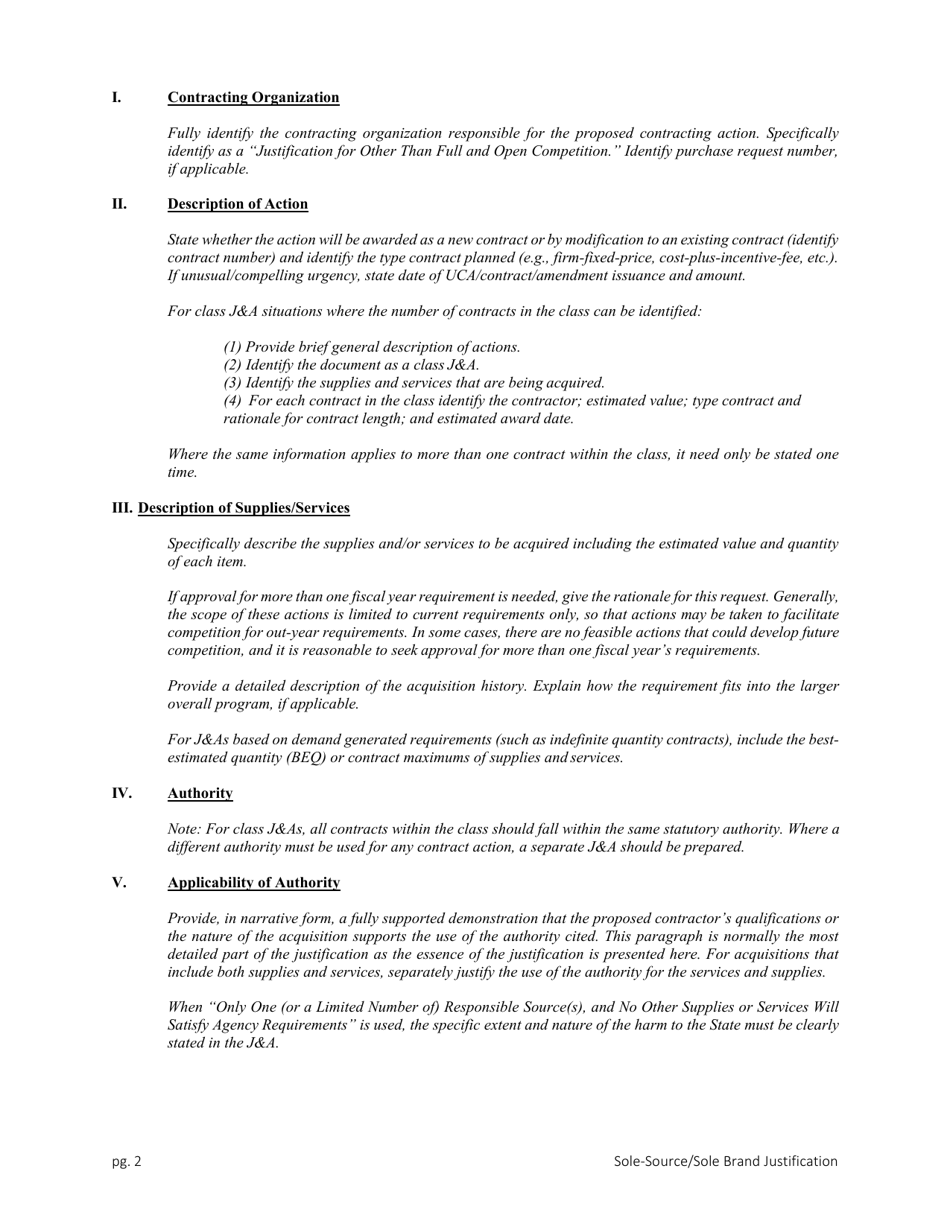 Justification for Other-Than Full-And-Open Competition (Otfoc) - Montana, Page 2