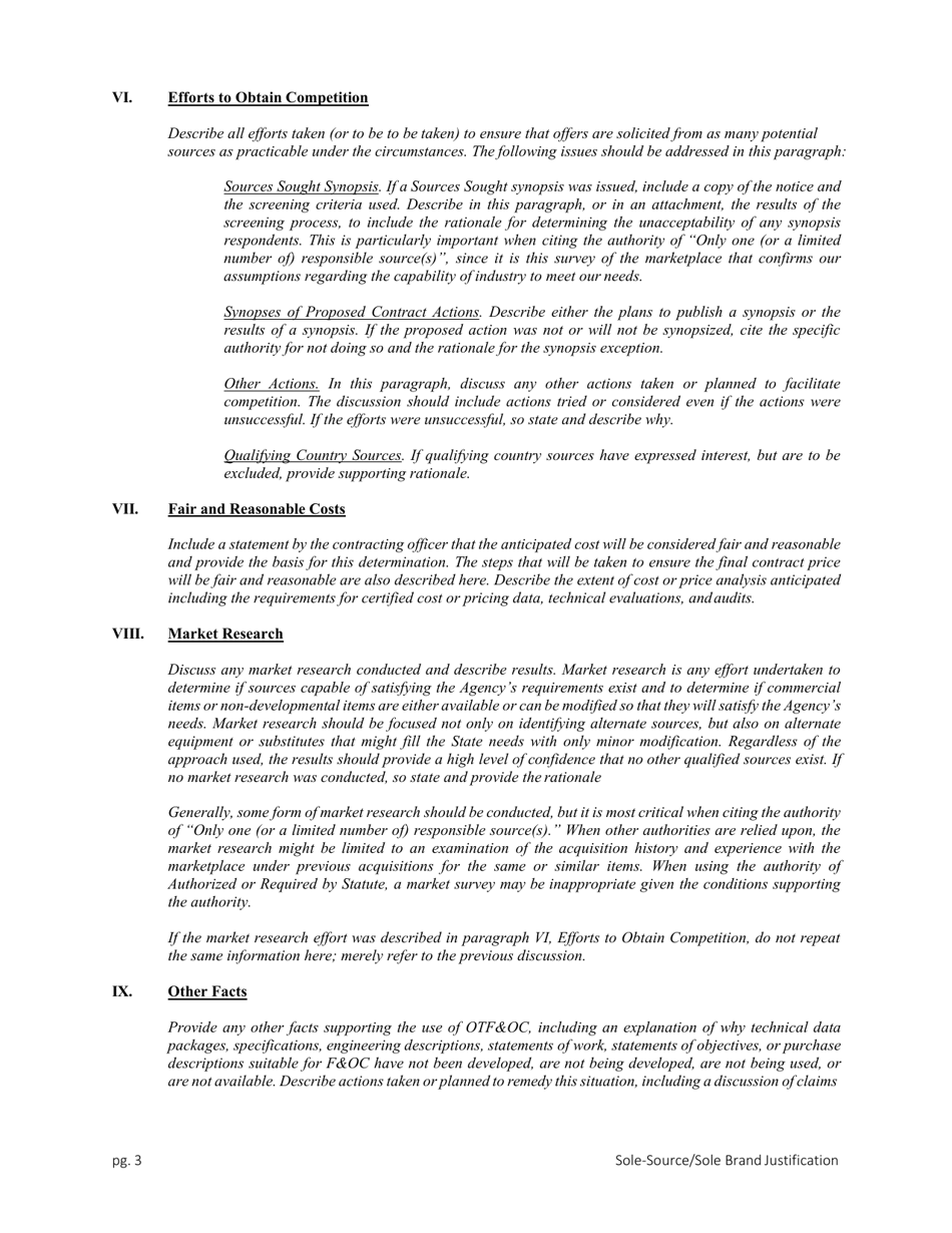 Justification for Other-Than Full-And-Open Competition (Otfoc) - Montana, Page 3