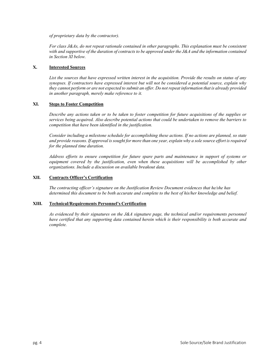 Justification for Other-Than Full-And-Open Competition (Otfoc) - Montana, Page 4