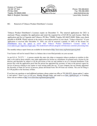 Document preview: Form TB-86 Tobacco Product Distributor's Renewal Application - Kansas