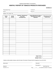 Form TB-42 Monthly Report of Tobacco Products Purchases - Kansas